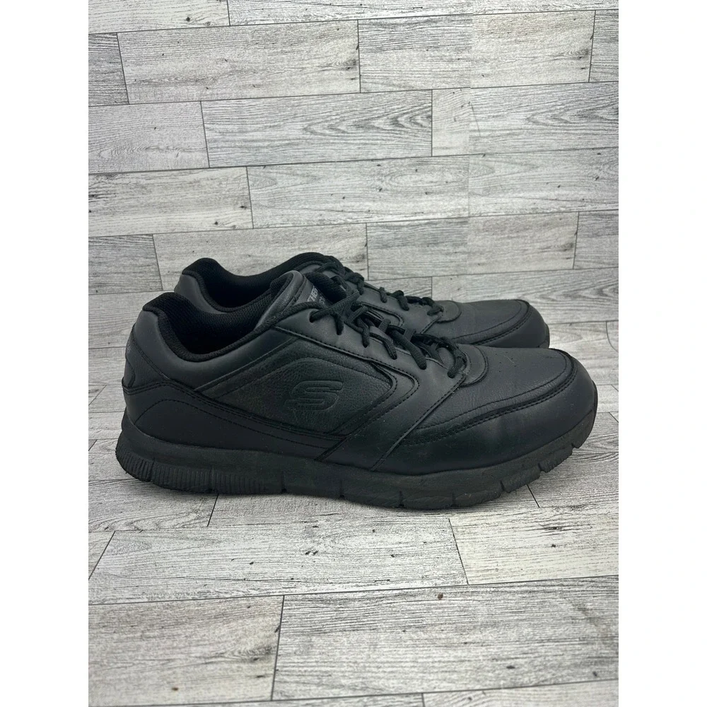 Skechers Work Slip Resistant EH Black‎ Memory Foam Leather Shoes Men US 13